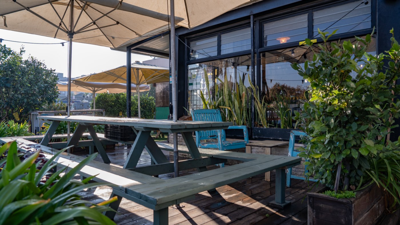 The outdoor deck at Zorba