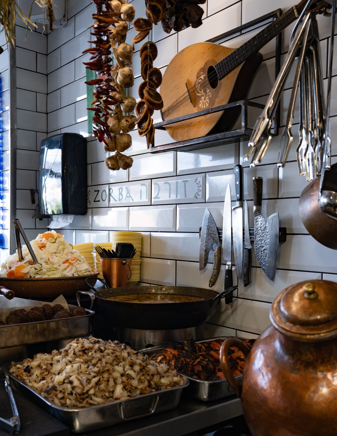 The hanging wall in the kitchen